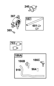Fuel Supply Group Diagram and Parts List for 44N677-0064-B5 400000 - 699999 Briggs and Stratton Engine